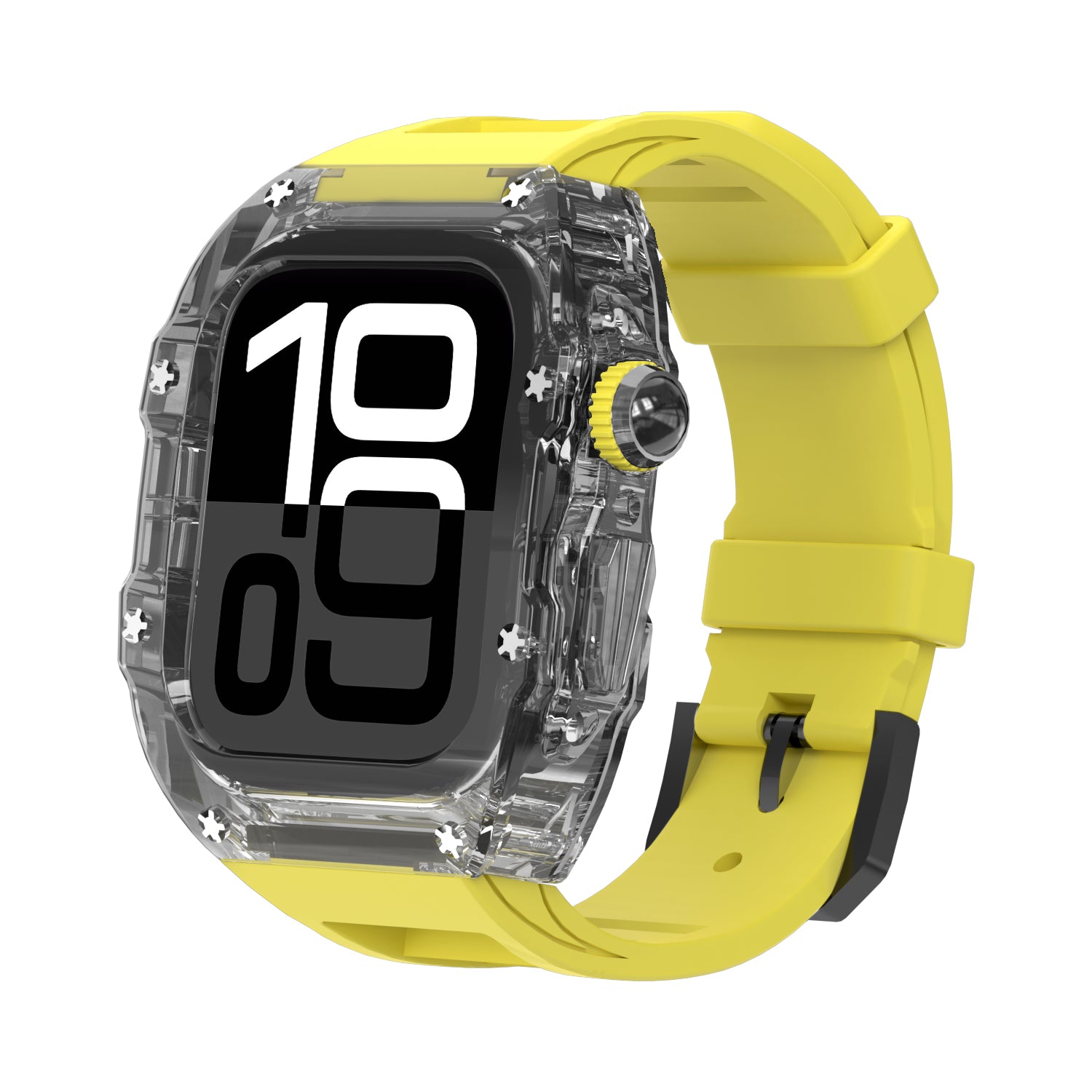 Clear And Black Transparent Case With Breathable Fluororubber Strap For Apple Watch 42MM