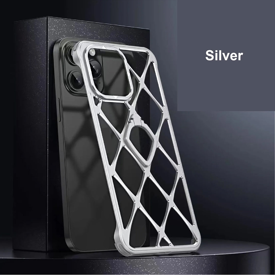 Alloy Diamond Grid Invisible Bracket iPhone Case