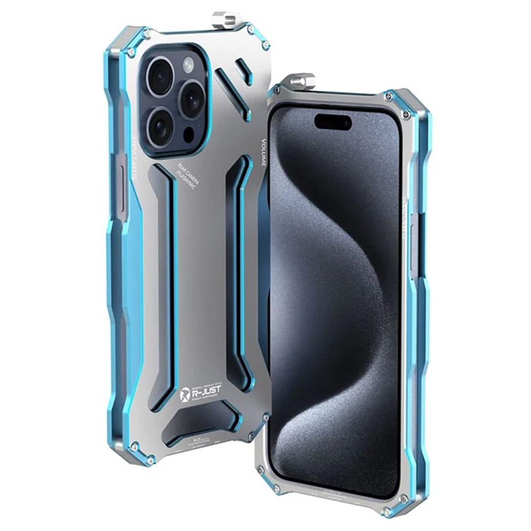 Metal Armor Mechanical Phone Case With Luxury Aluminum Shell Hollow Heat Dissipation For iPhone