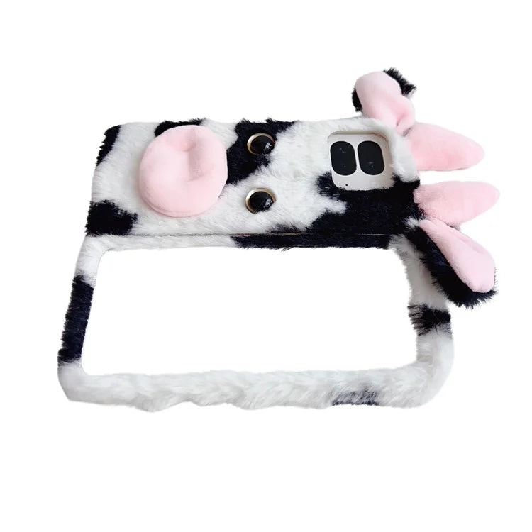 Fluffy Cute Cow Case For Google