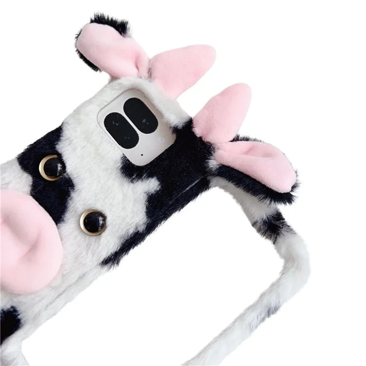 Fluffy Cute Cow Case For Google