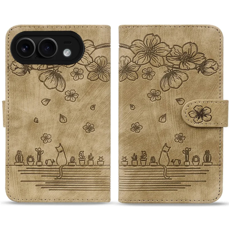 CherryBlossom Cat Imprinted Case For iPhone Duo