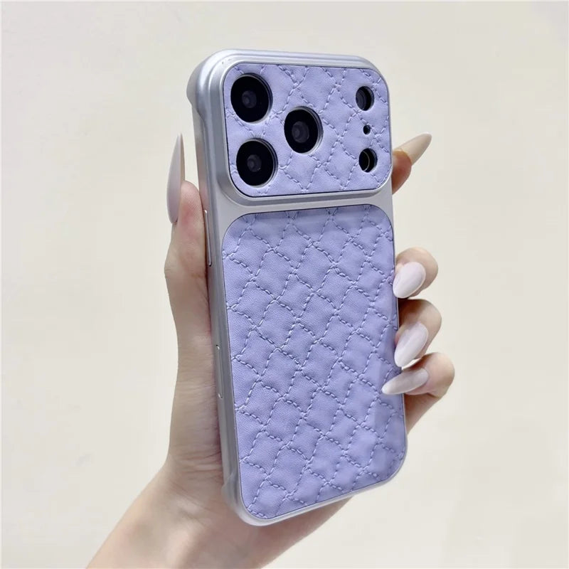 Borderless PU Leather Diamond Pattern Case For iPhone