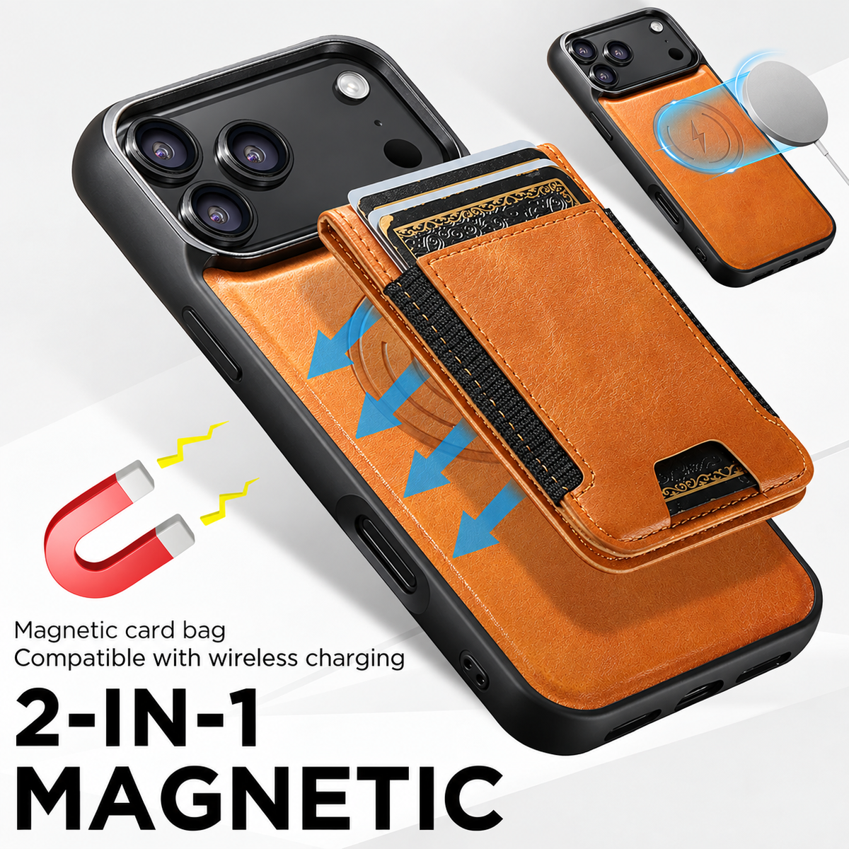 Detachable Card Holder Leather Case for iPhone