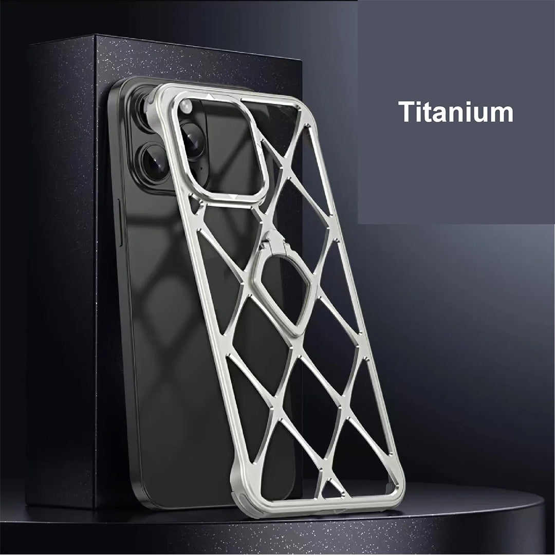 Alloy Diamond Grid Invisible Bracket iPhone Case