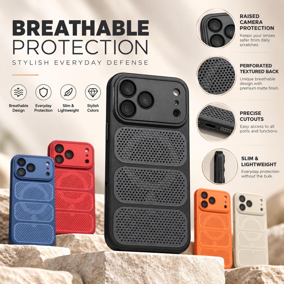 Heat Dissipation Mesh Phone Case for iPhone