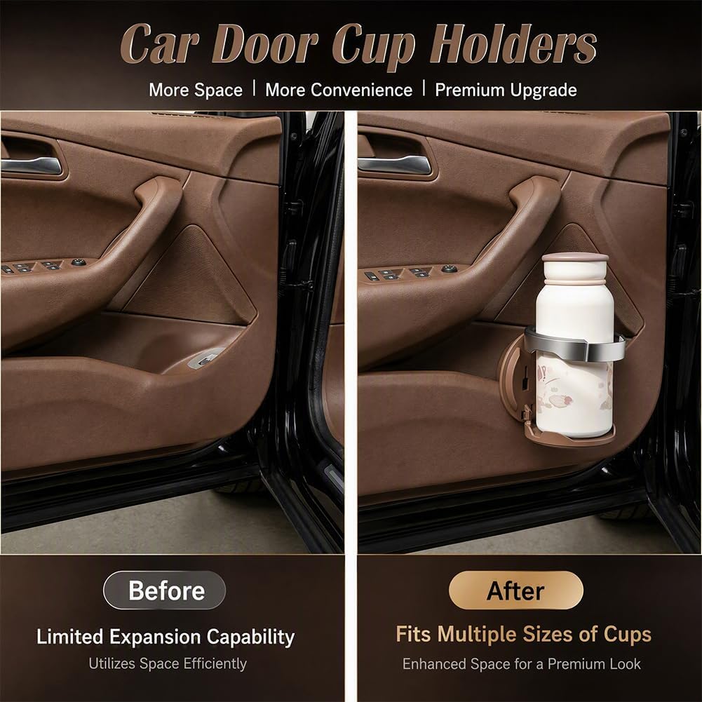 Compact Interior Car Door Cup & Bottle Holder