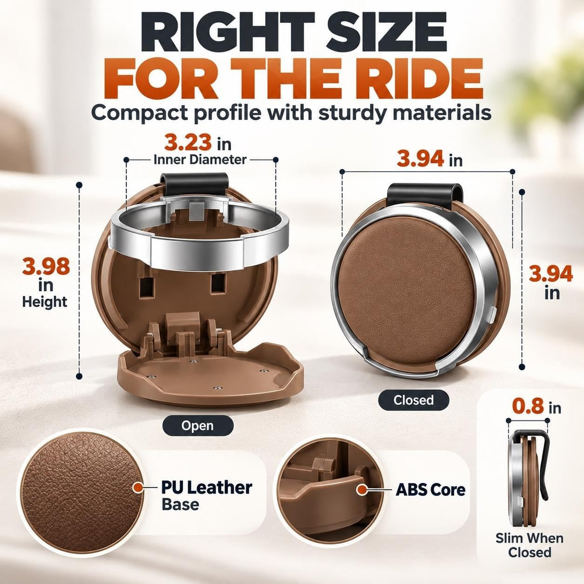 Compact Interior Car Door Cup & Bottle Holder