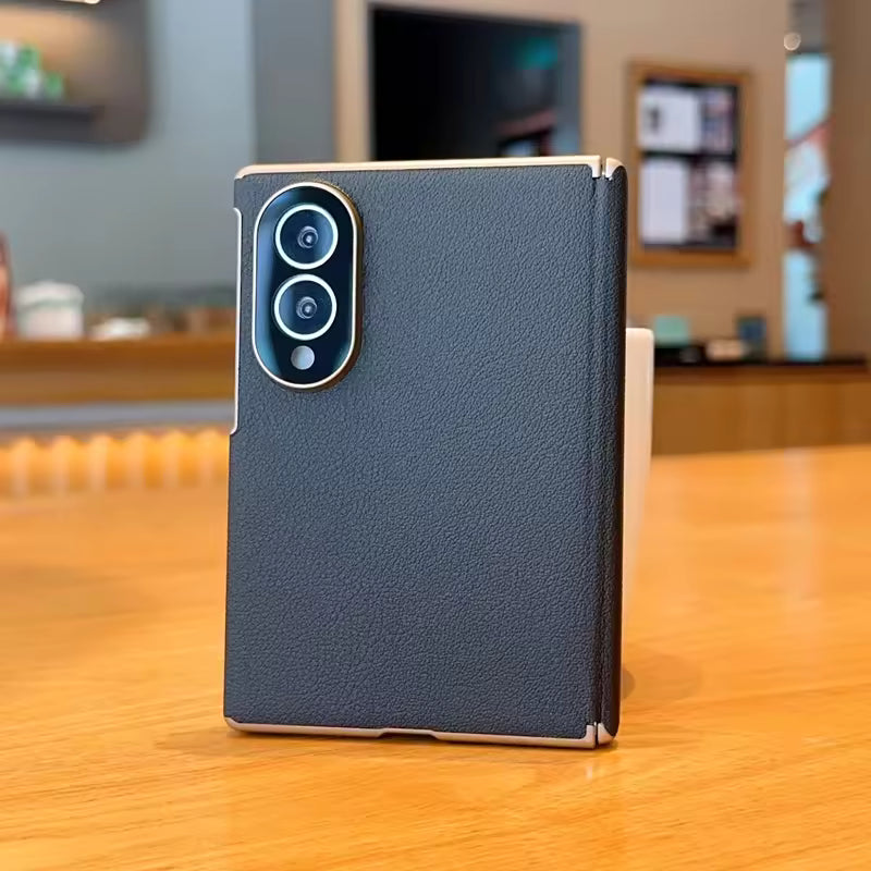 GoldBorder Lychee Pattern Case For Samsung Fold
