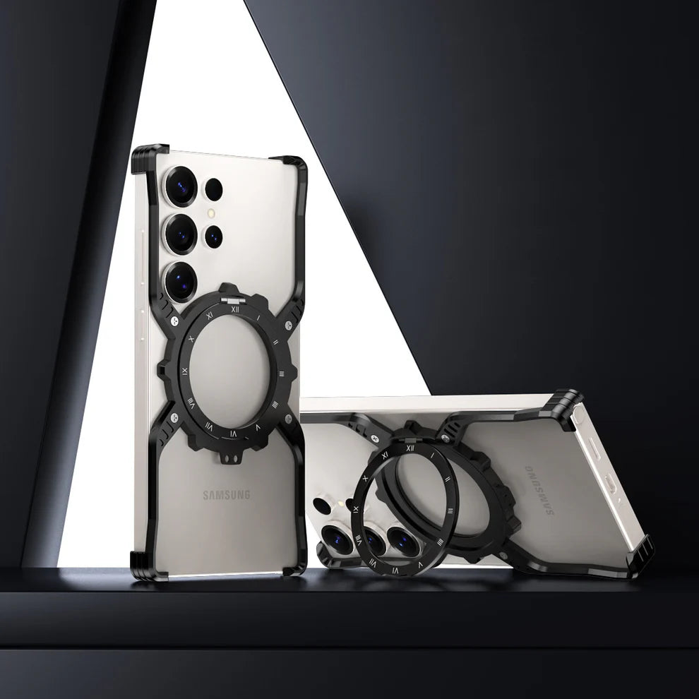 King X Mechanical Gear With Pivot Ring Stand Case For Samsung