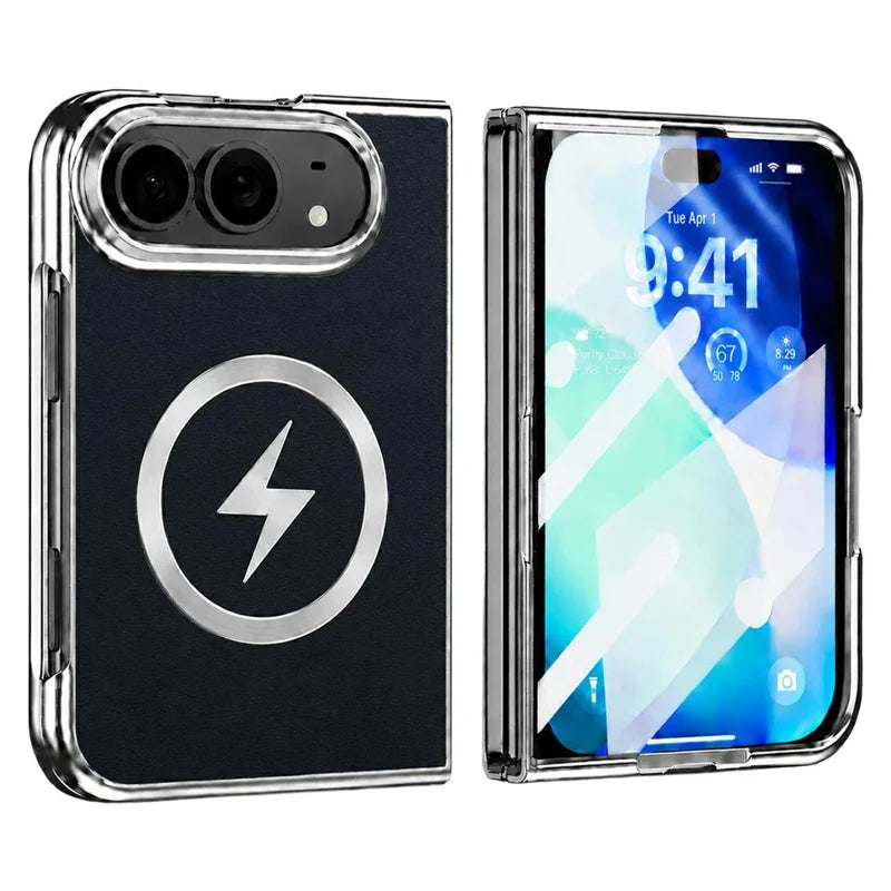 Magnetic Folio Case With Leather Texture Back for iPhone Duo