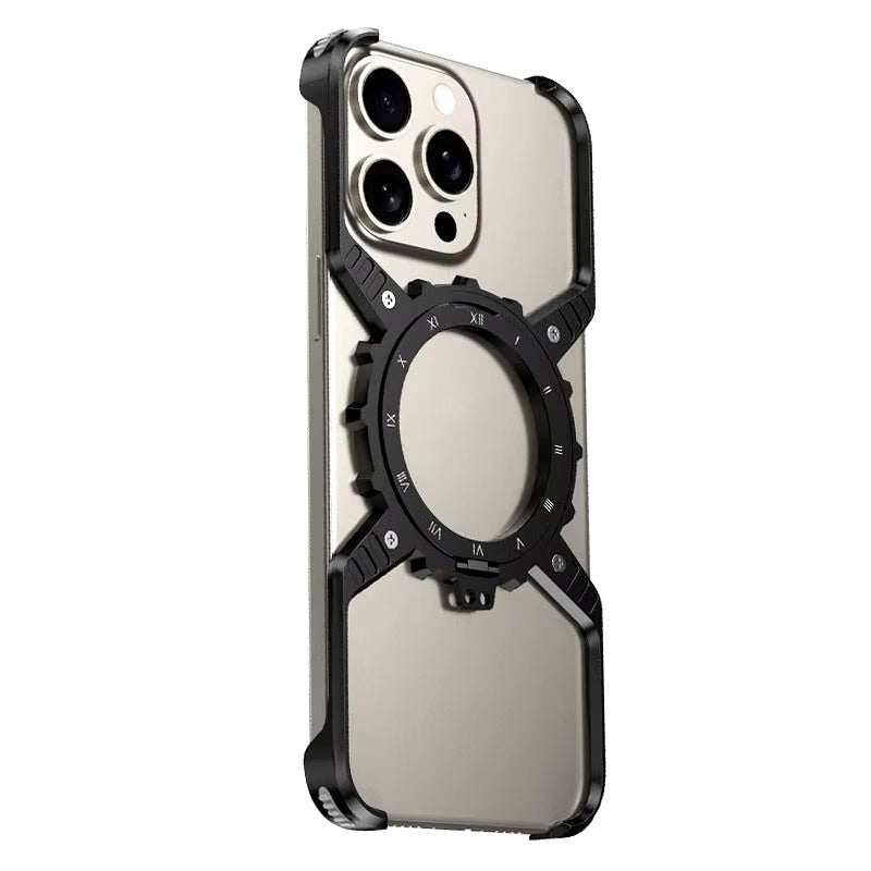 King X Mechanical Gear With Pivot Ring Stand Case For iPhone