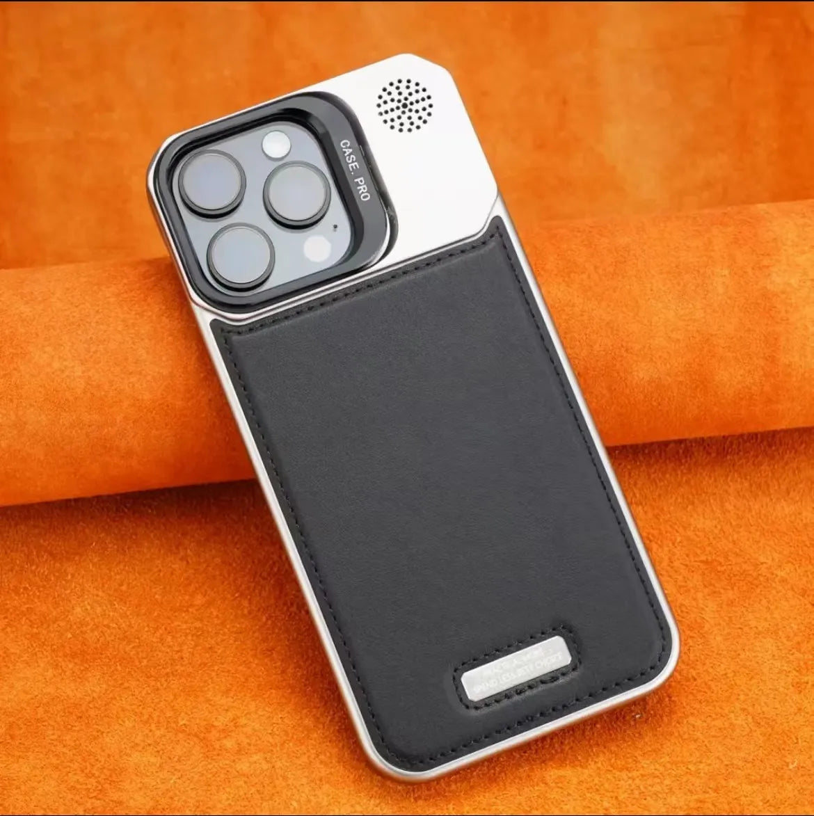 LensHolder Leather Metal Case For iPhone