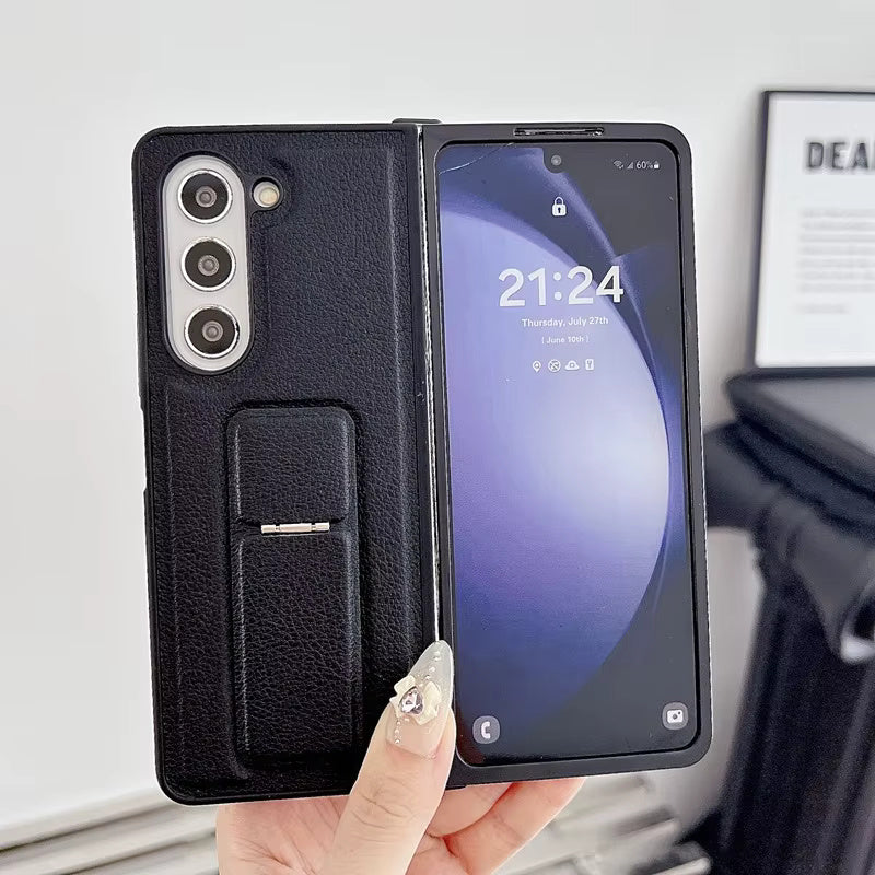 MetalHingeLeather Case For Samsung Fold