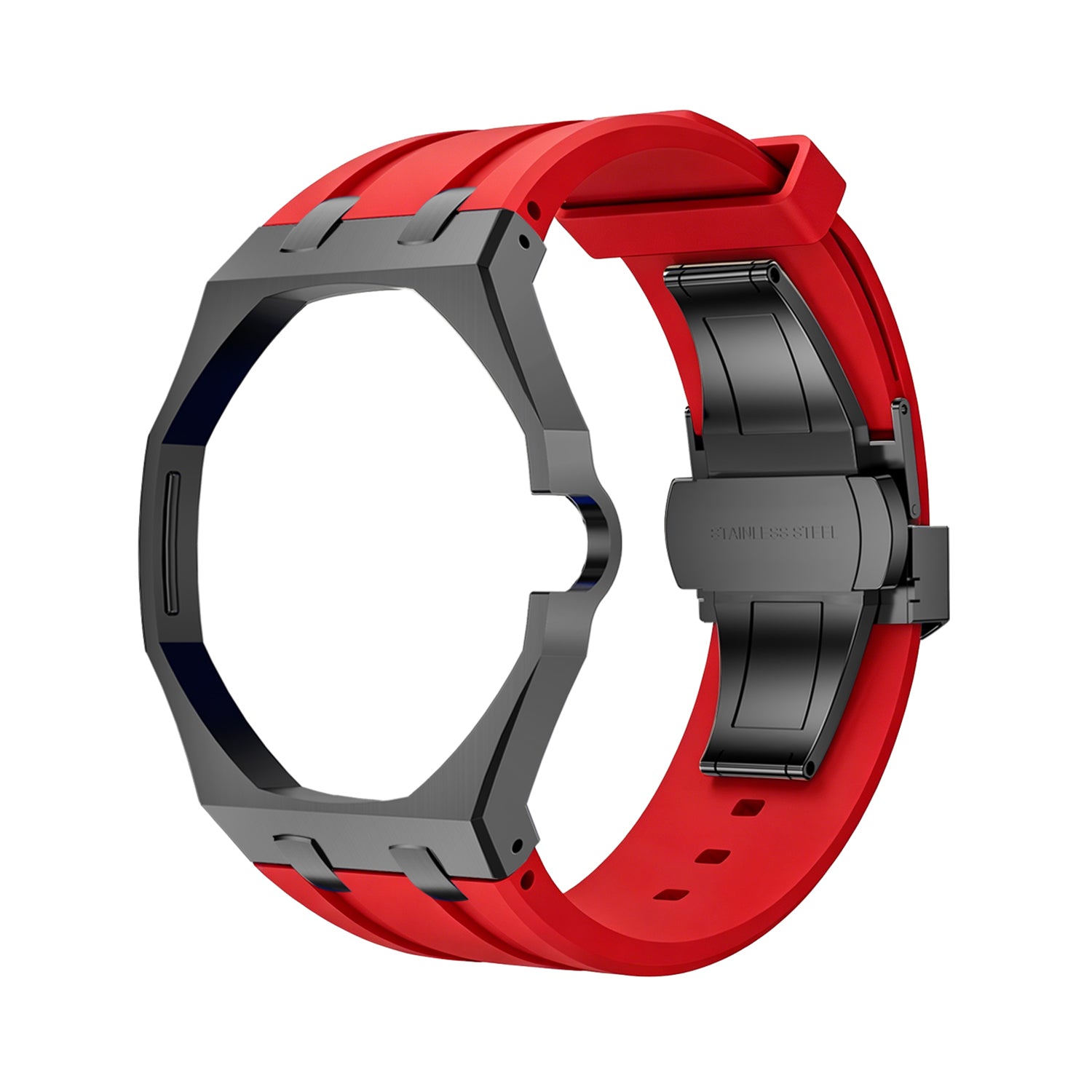 Luxury Stainless Steel Case With Silicon Strap For Swatch (3 o'clock Position Crown )