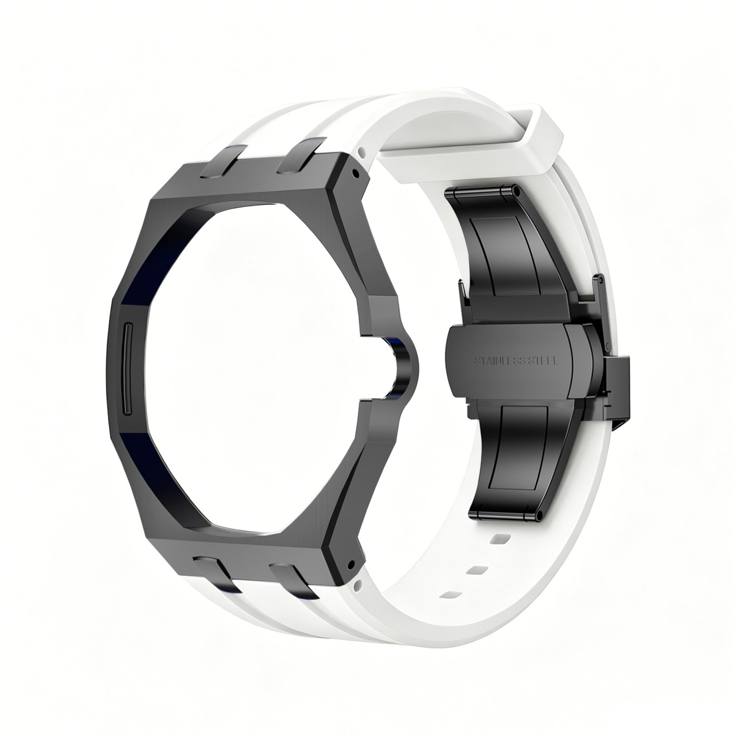 Luxury Stainless Steel Case With Silicon Strap For Swatch (3 o'clock Position Crown )