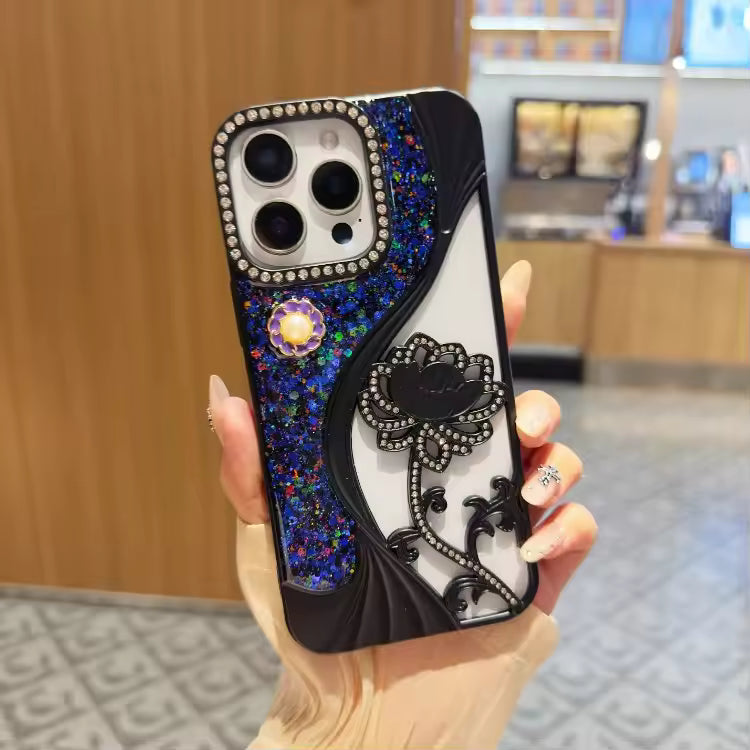 Luxury Glitter Lotus Case For iPhone