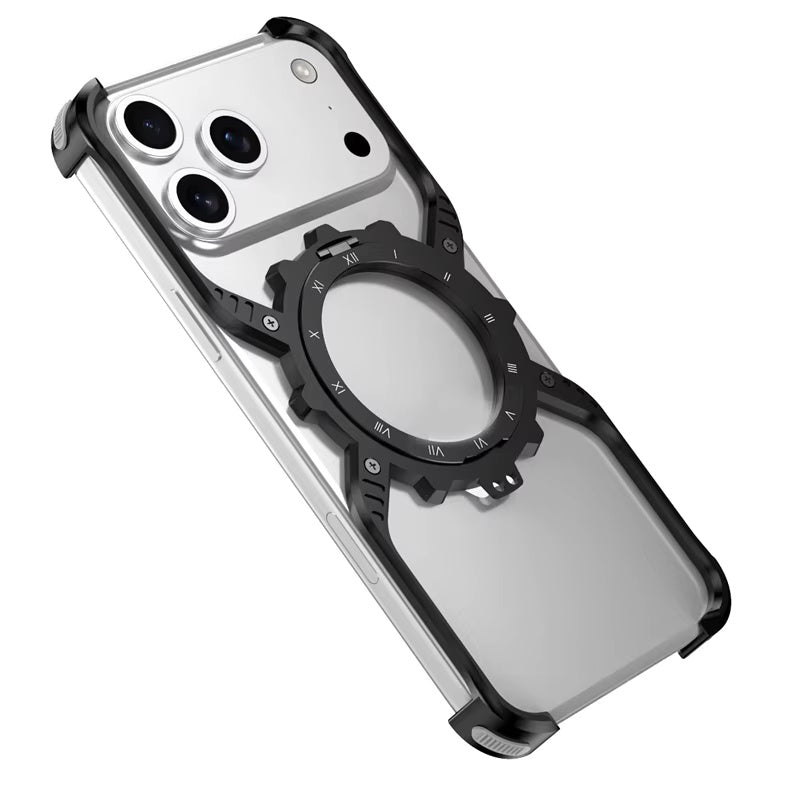 King X Mechanical Gear With Pivot Ring Stand Case For iPhone