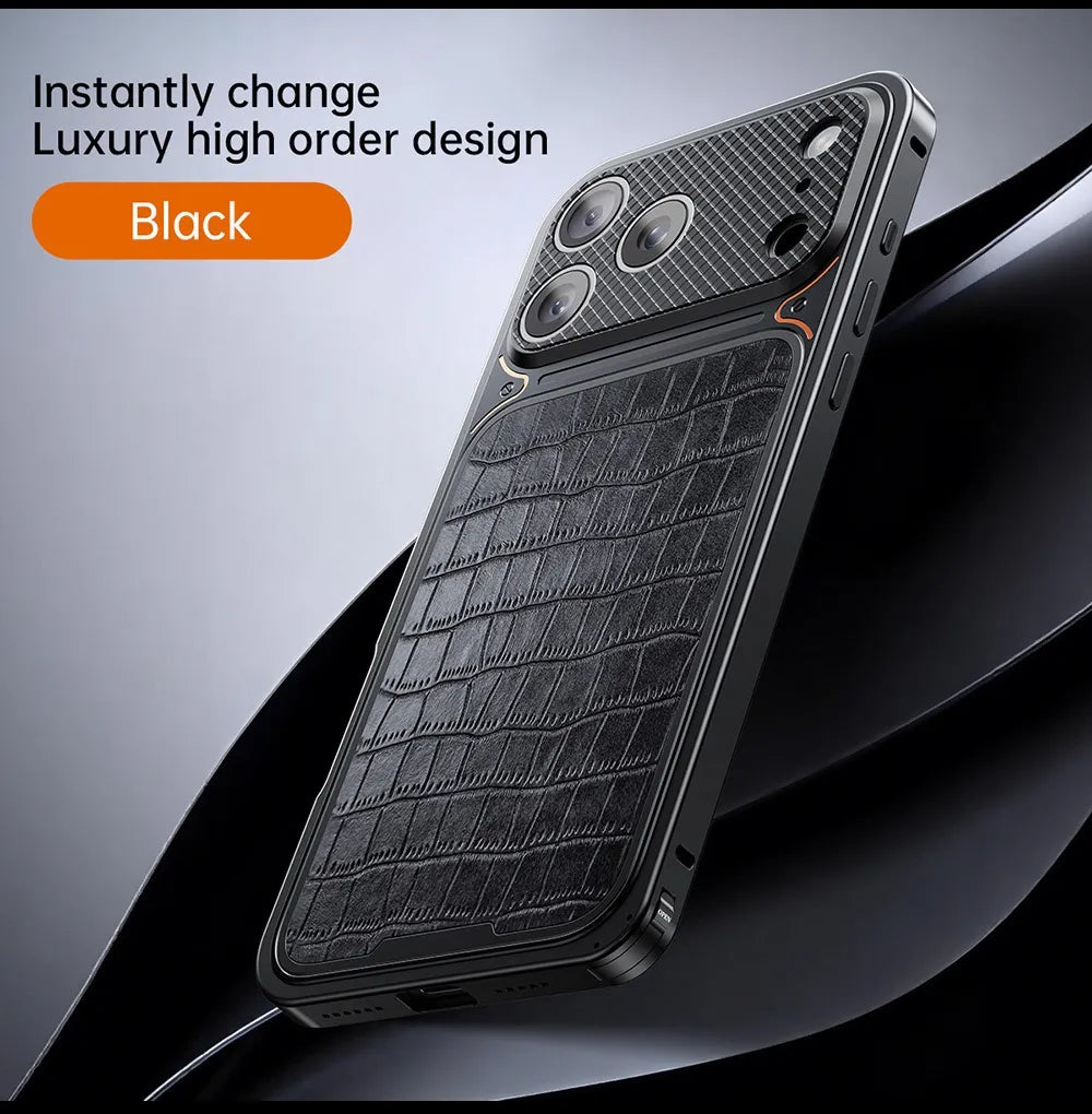 Alligator Pattern Metal Case For iPhone