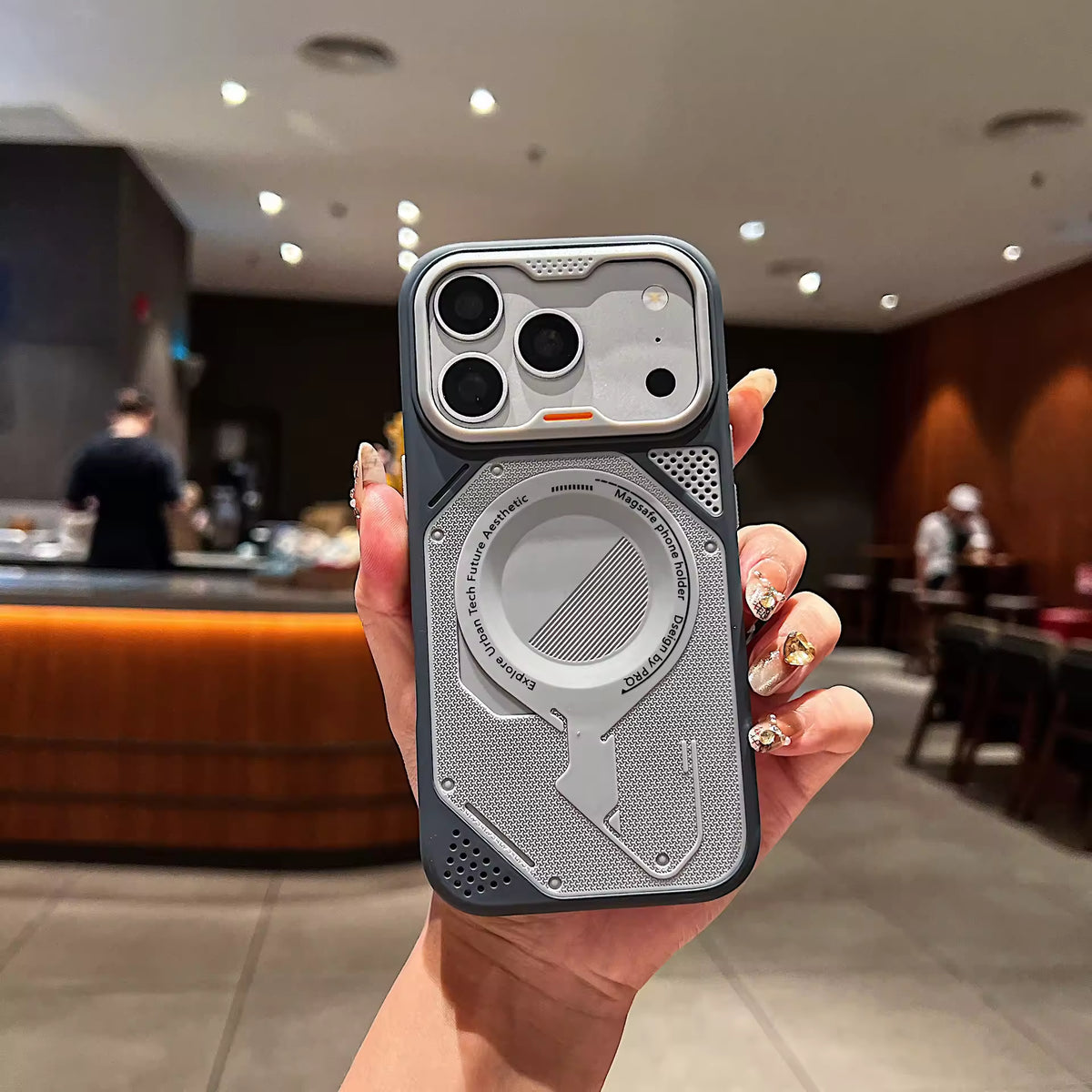 Stylish PC Magnetic Phone Case with Ring Stand for iPhone