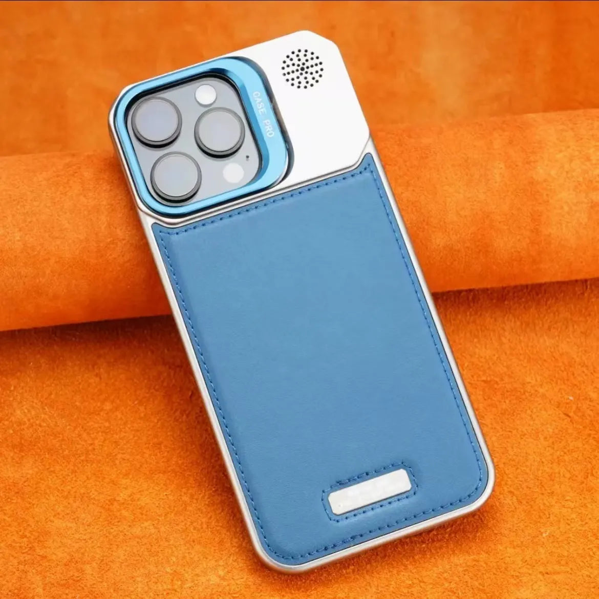 LensHolder Leather Metal Case For iPhone