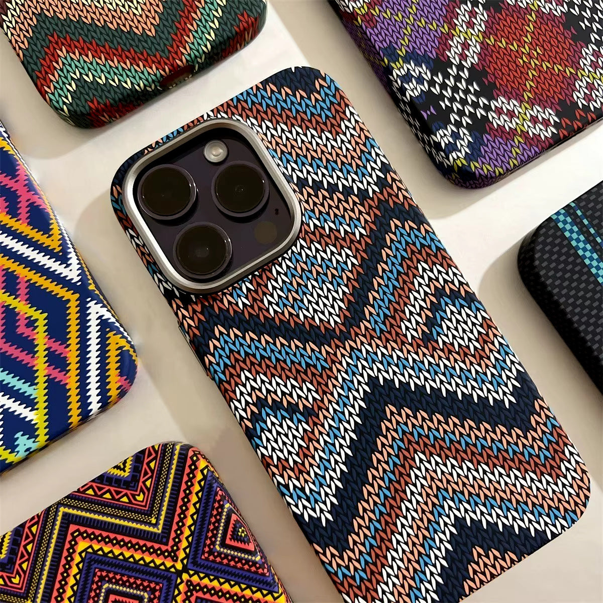 ColorBurst Texture Magnetic Carbon Fiber Case For iPhone