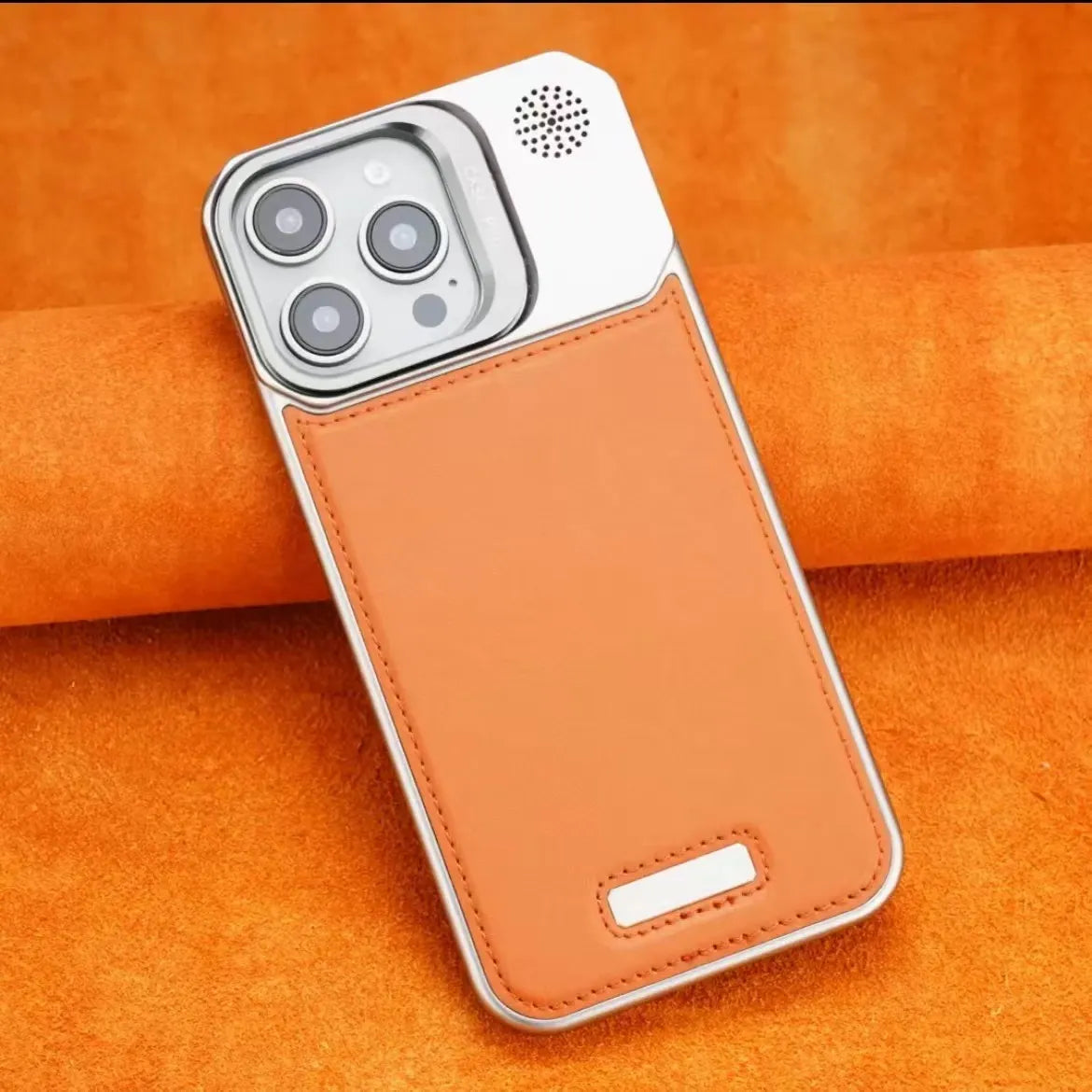 LensHolder Leather Metal Case For iPhone