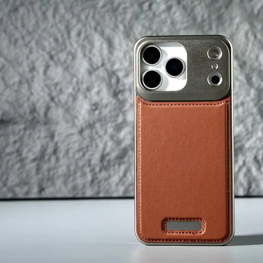 Luxury Leather Metal iPhone Case with magsafe