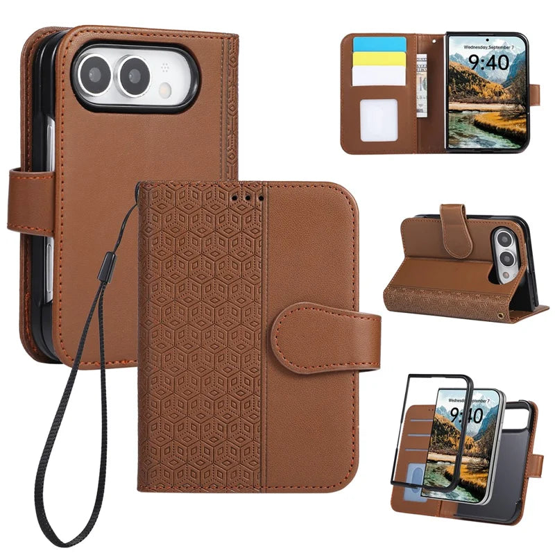 Magnetic Rhombus Leather Wallet Case For iPhone Duo