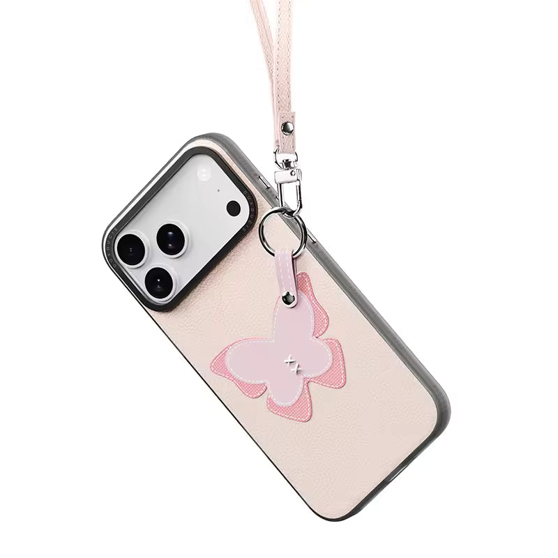 Decorative Leather Phone Case with Wrist Strap for iPhone