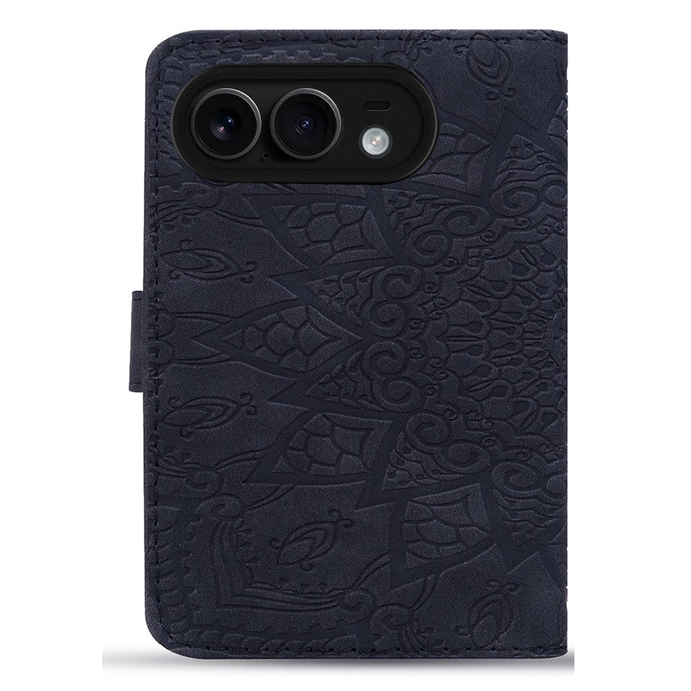 Imprinted Flower Pattern Leather Wallet Case for iPhone Duo