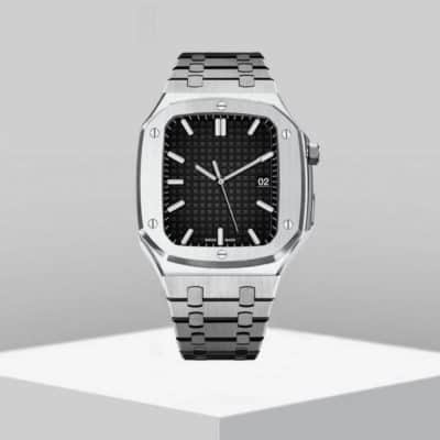 Auriglo Style Luxury Stainless Steel Case with Metal Belt (45MM)-Silver