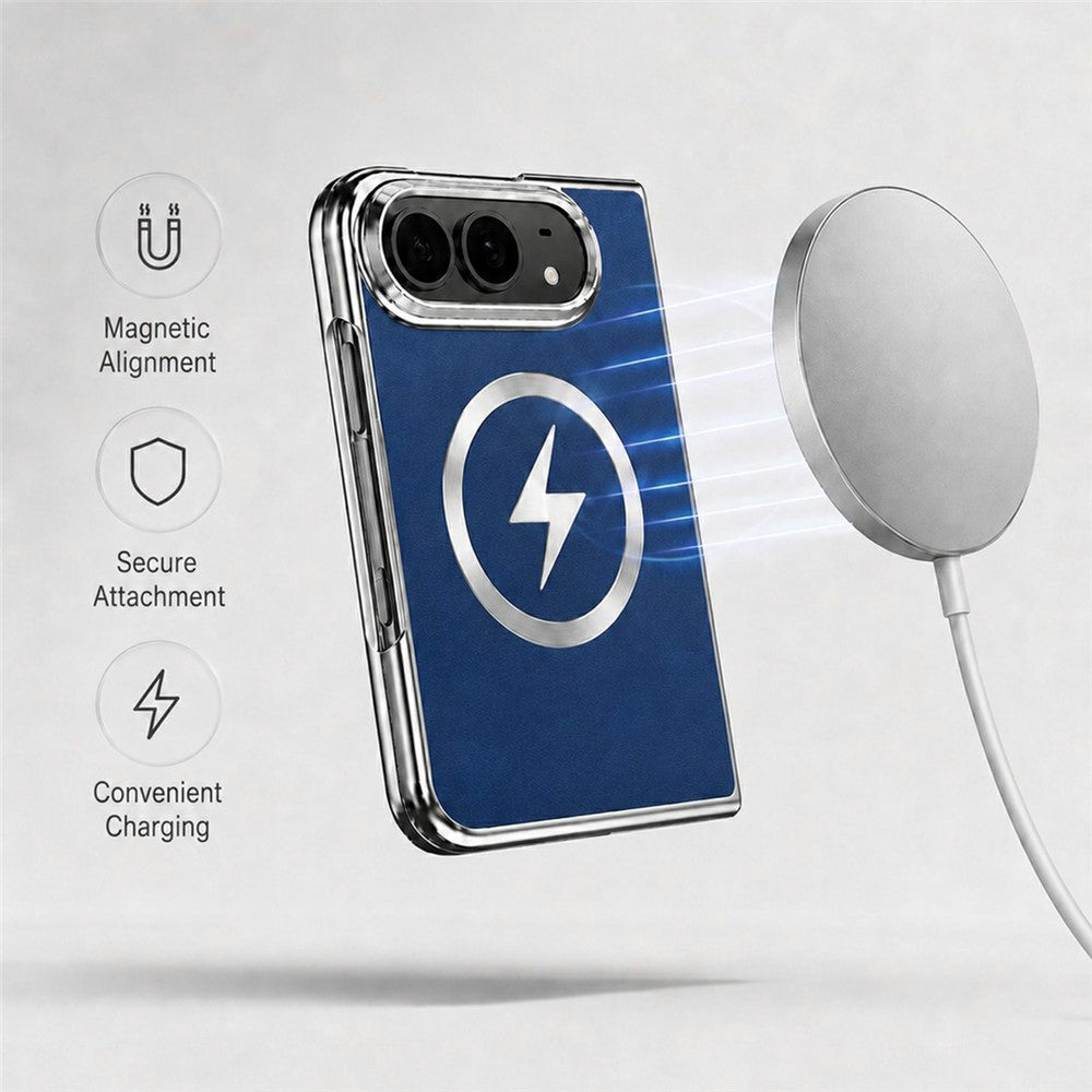 Magnetic Folio Case With Leather Texture Back for iPhone Duo