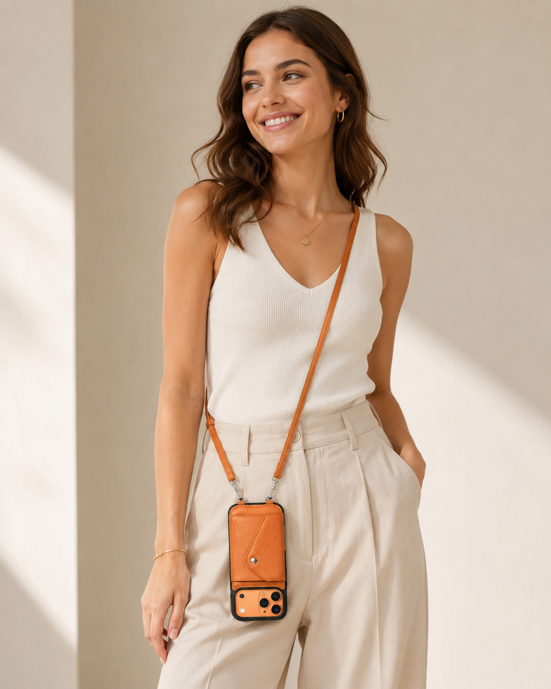 Leather Crossbody Strap Case For iPhone