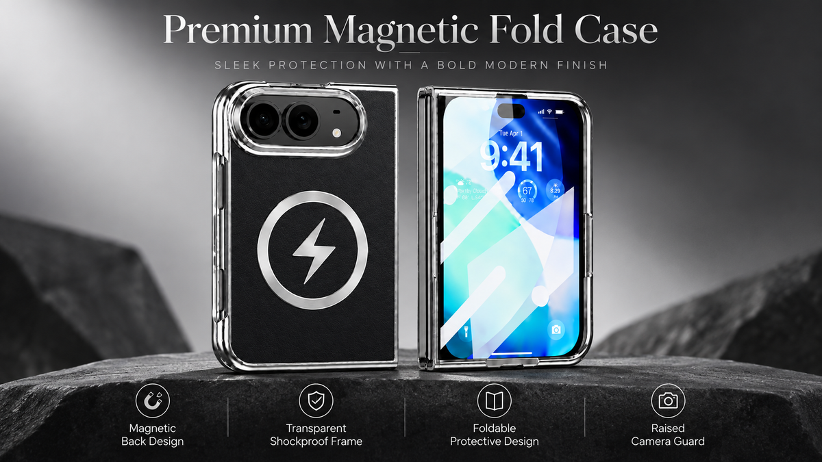 Magnetic Folio Case With Leather Texture Back for iPhone Duo