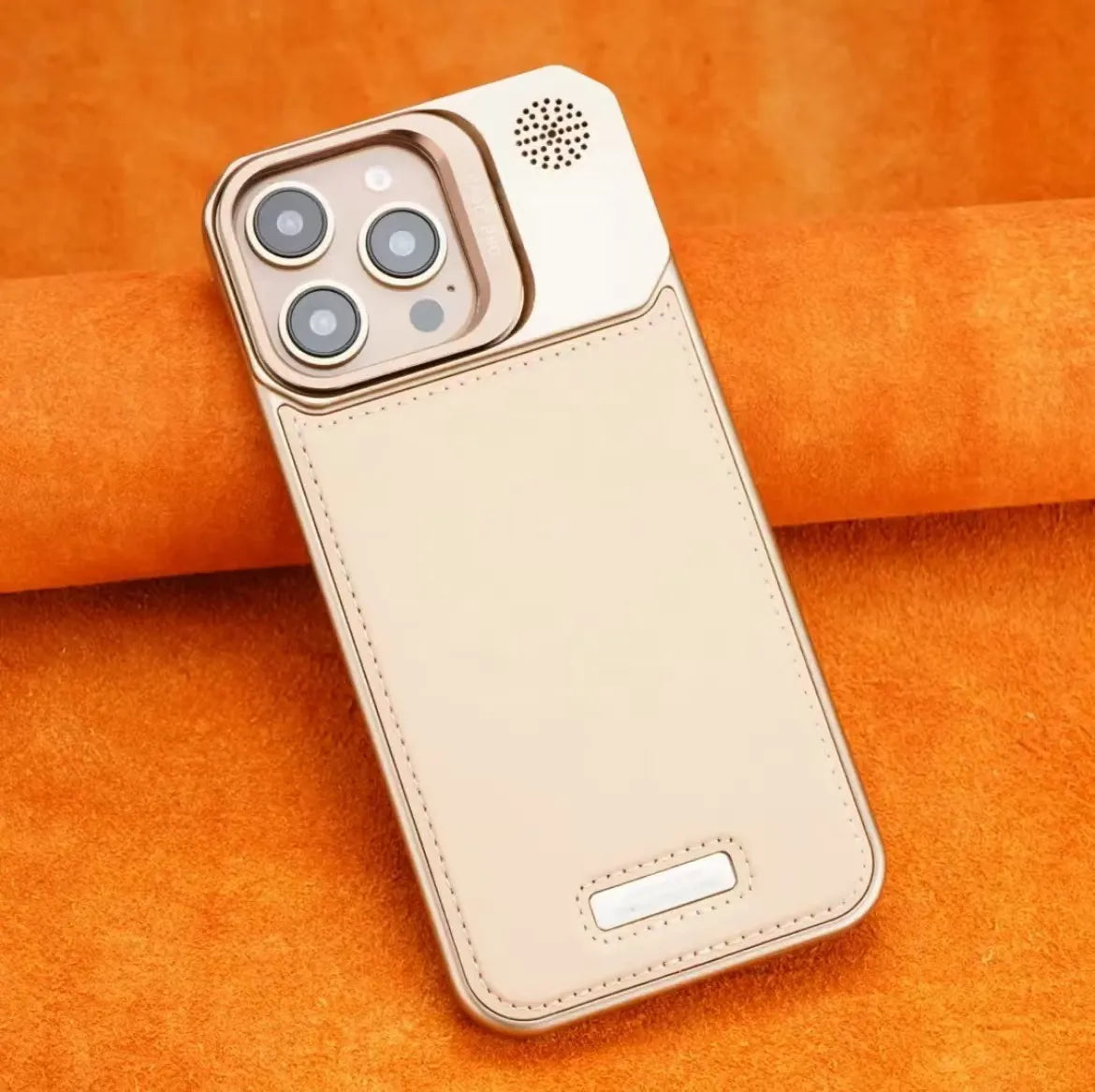 LensHolder Leather Metal Case For iPhone