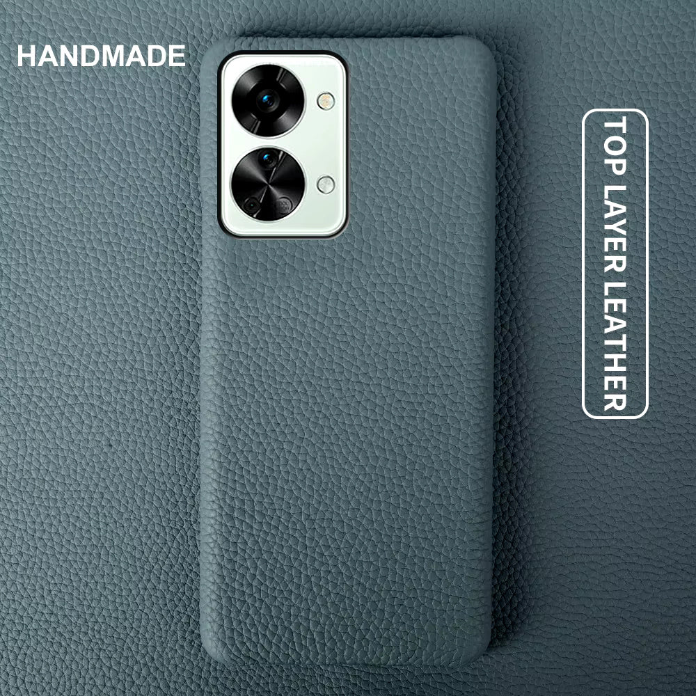 Genuine Leather Lychee Pattern Case For OnePlus Nord