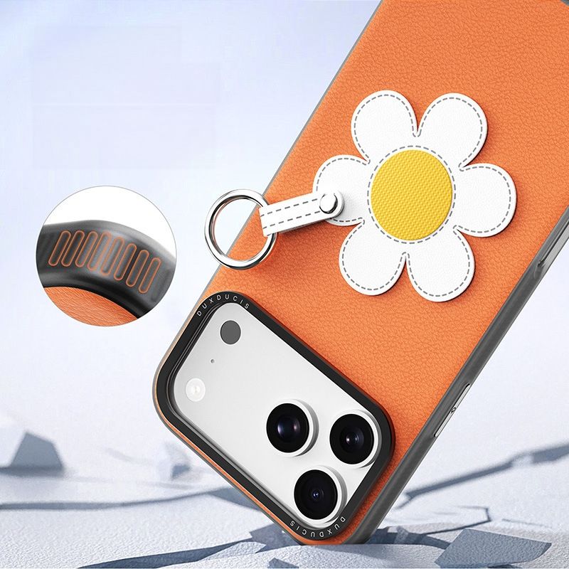 Decorative Leather Phone Case with Wrist Strap for iPhone