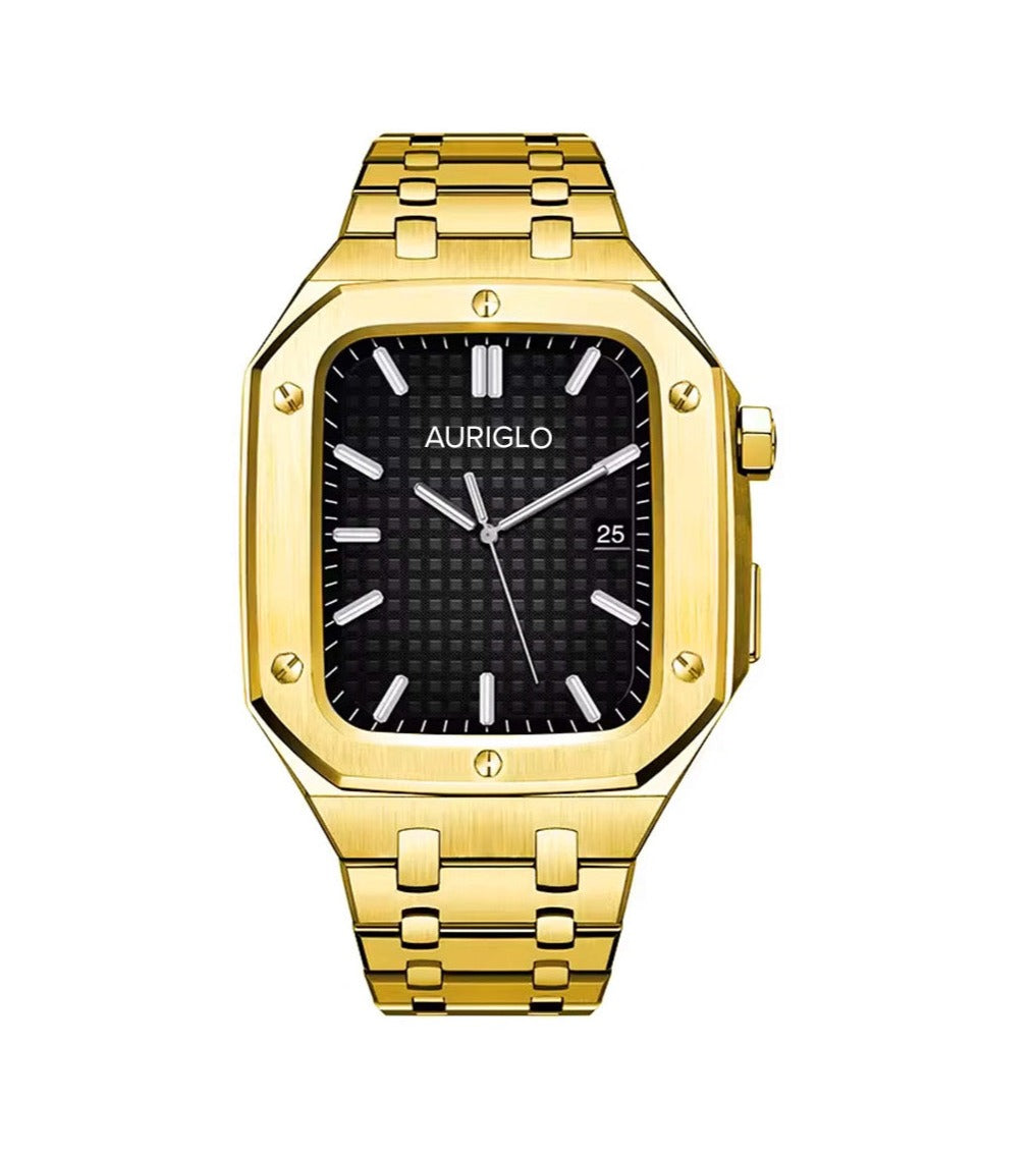 Auriglo Style Luxury Stainless Steel Case with Metal Belt (44MM) – Gold