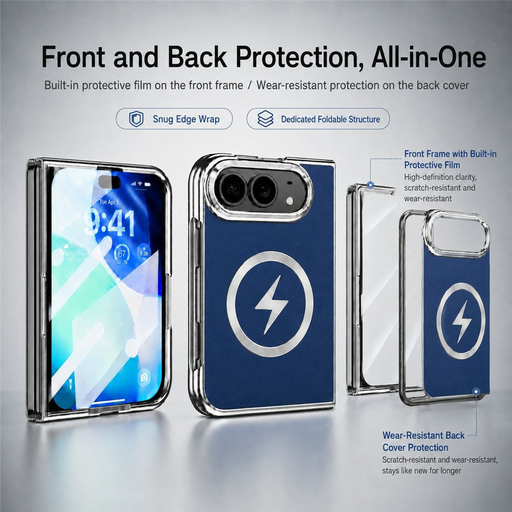 Magnetic Folio Case With Leather Texture Back for iPhone Duo