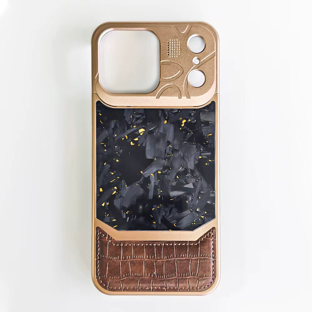 LeatherCarbon Metal Case For iPhone