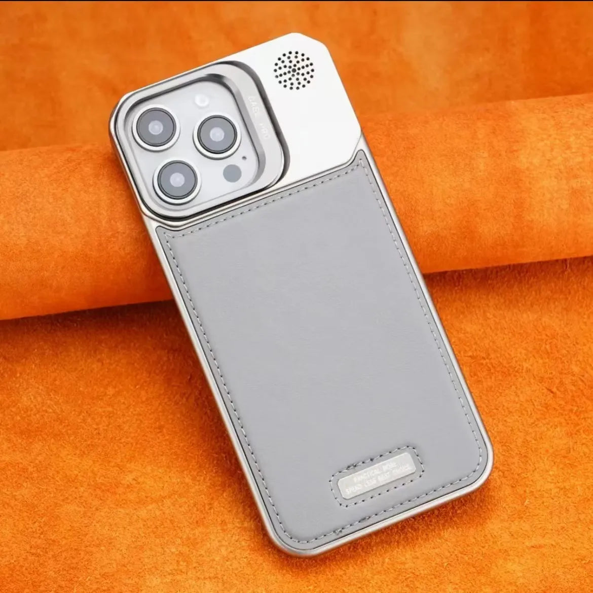 LensHolder Leather Metal Case For iPhone