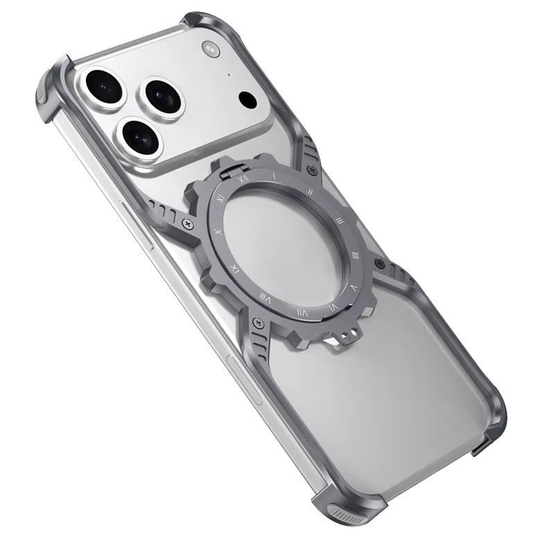 King X Mechanical Gear With Pivot Ring Stand Case For iPhone