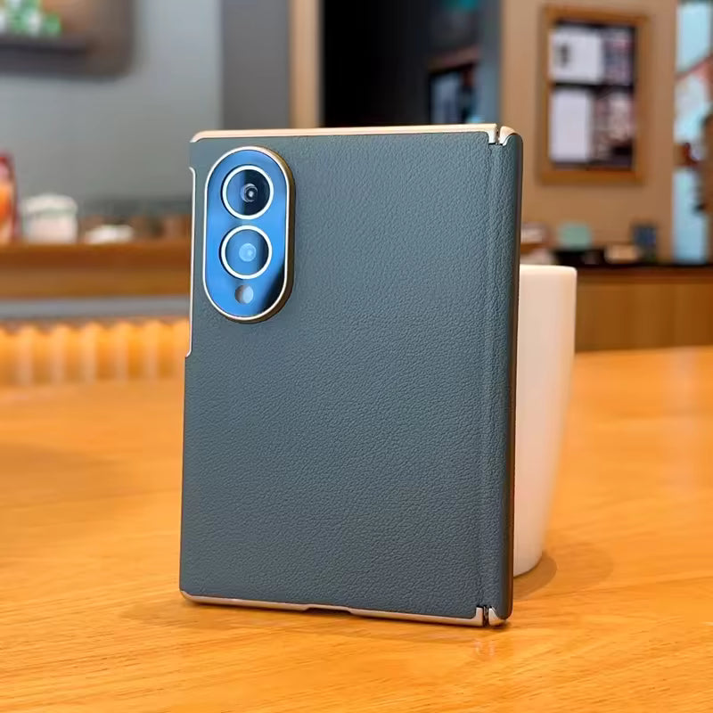 GoldBorder Lychee Pattern Case For Samsung Fold