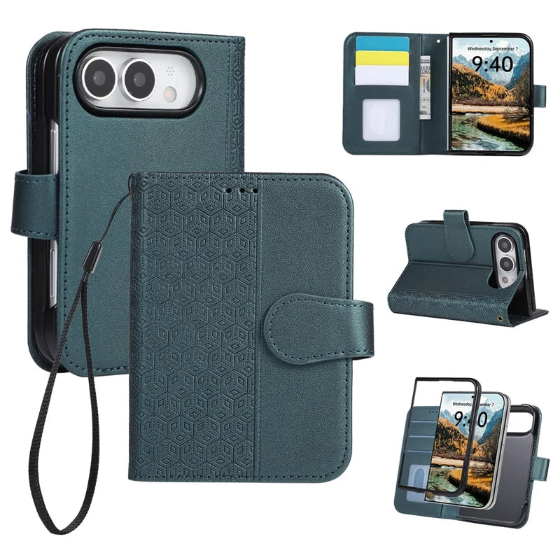 Magnetic Rhombus Leather Wallet Case For iPhone Duo