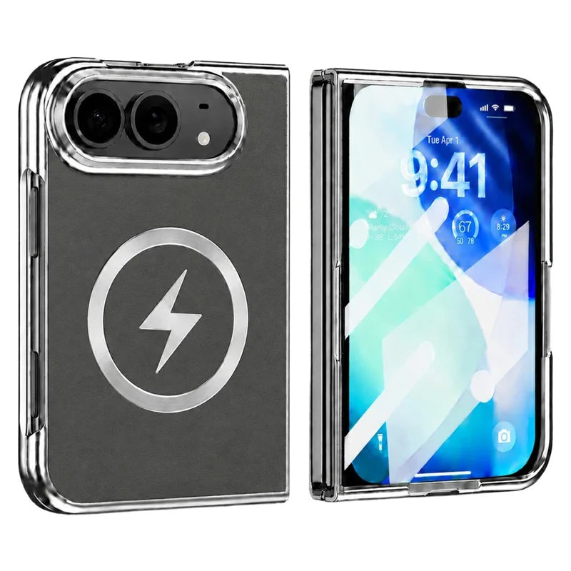 Magnetic Folio Case With Leather Texture Back for iPhone Duo