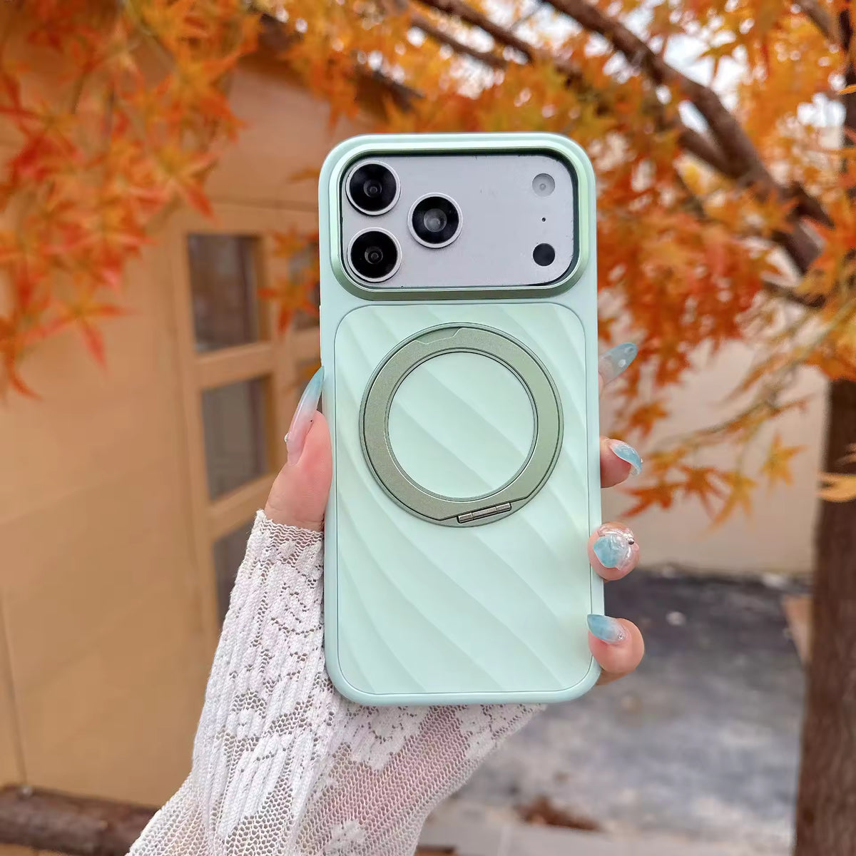 Diagonal Textured Magsafe Ring Phone Case for iPhone