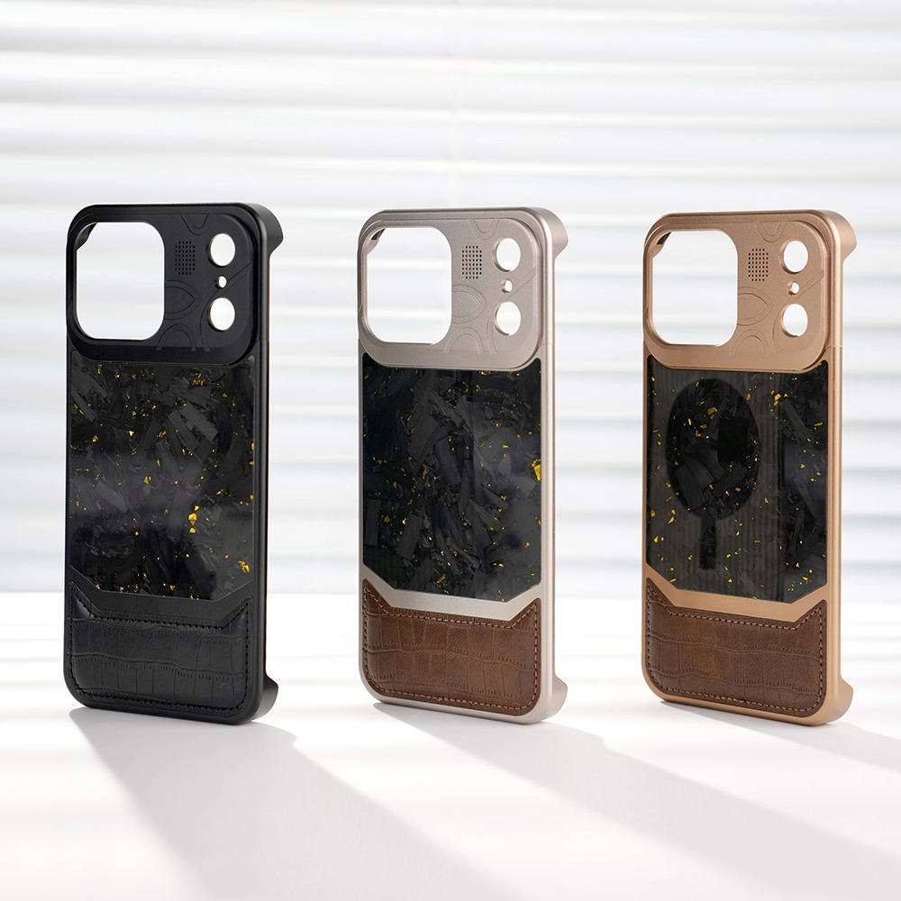 LeatherCarbon Metal Case For iPhone