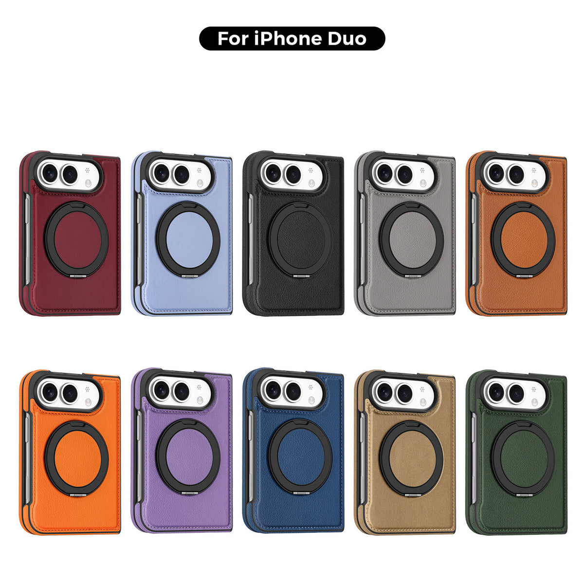 Leather 360 Magnetic Stand Case for iPhone Duo