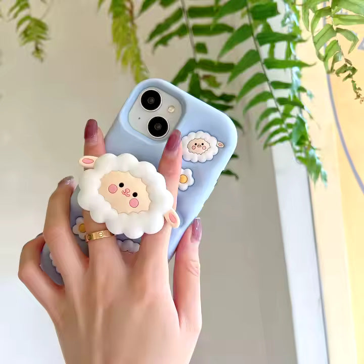 Cute Sheep 3D Case With Stand Holder For iPhone